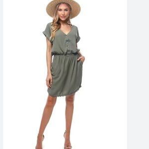 Size XS Splendid Olive Green Button-Down Dress
